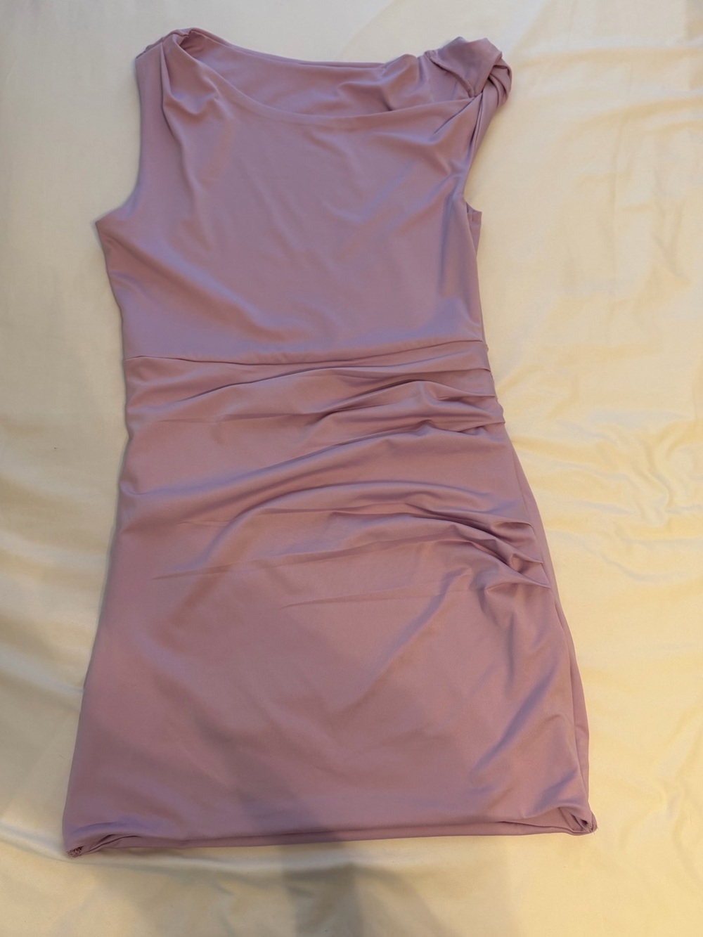 SHEIN One-Shoulder Ruched Bodycon Dress in Lilac